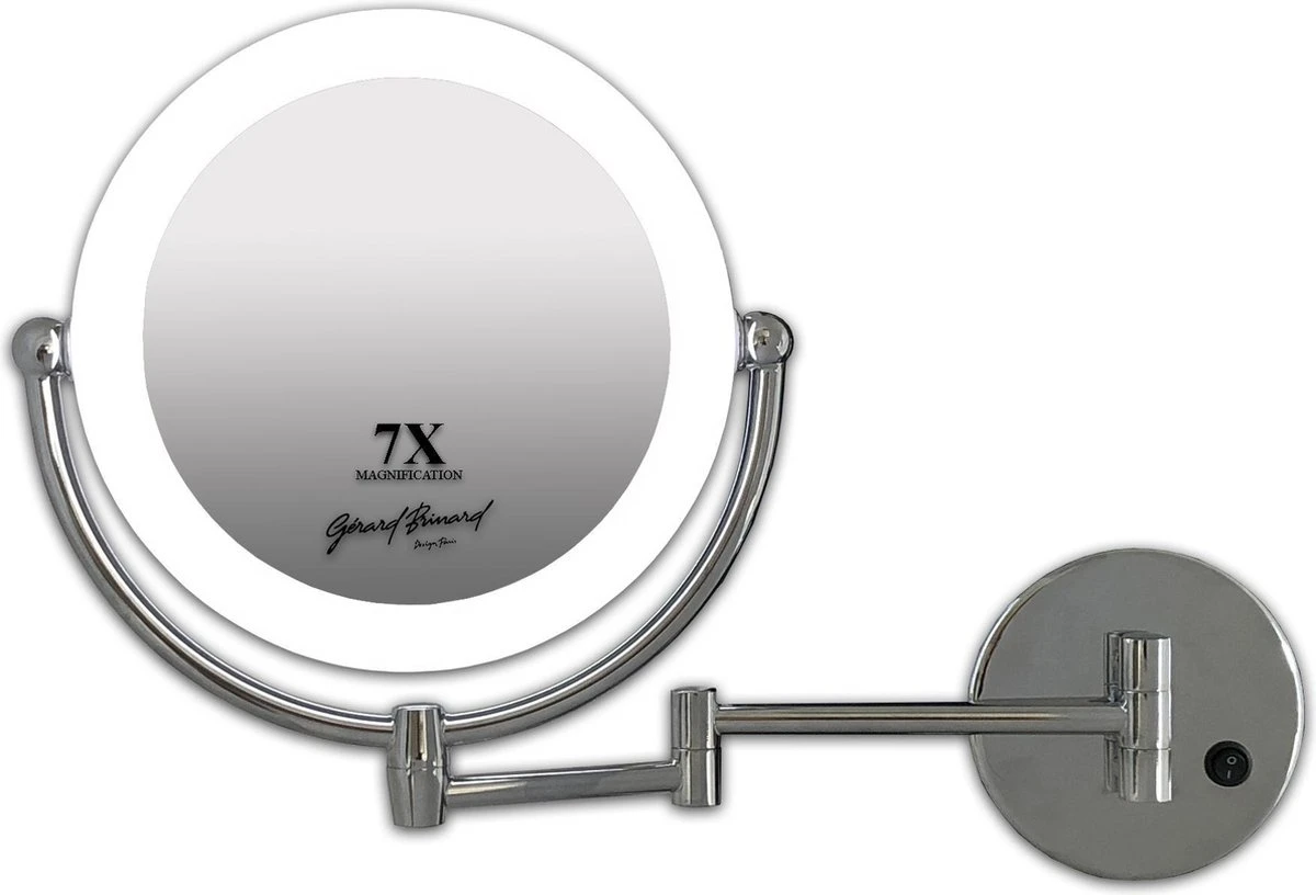 Metalen Verlichte Wand Knik Arm Badkamer LED Spiegel Chroom, Dubbelzijdig Verlicht, 7x Vergroting 22cm Doorsnee, Inculsief 4x AA Batterijen En Stroomkabel(USB). 2 Metalen Verlichte Wand Knik Arm Badkamer LED Spiegel Chroom, Dubbelzijdig Verlicht, 7x Vergroting 22cm Doorsnee, Inculsief 4x AA Batterijen En Stroomkabel(USB). - Afbeelding 2