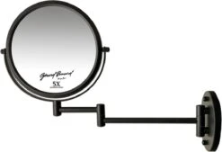 Make-up Wandspiegel Knikarm Mat Zwart - 5x Vergroting 20cmØ