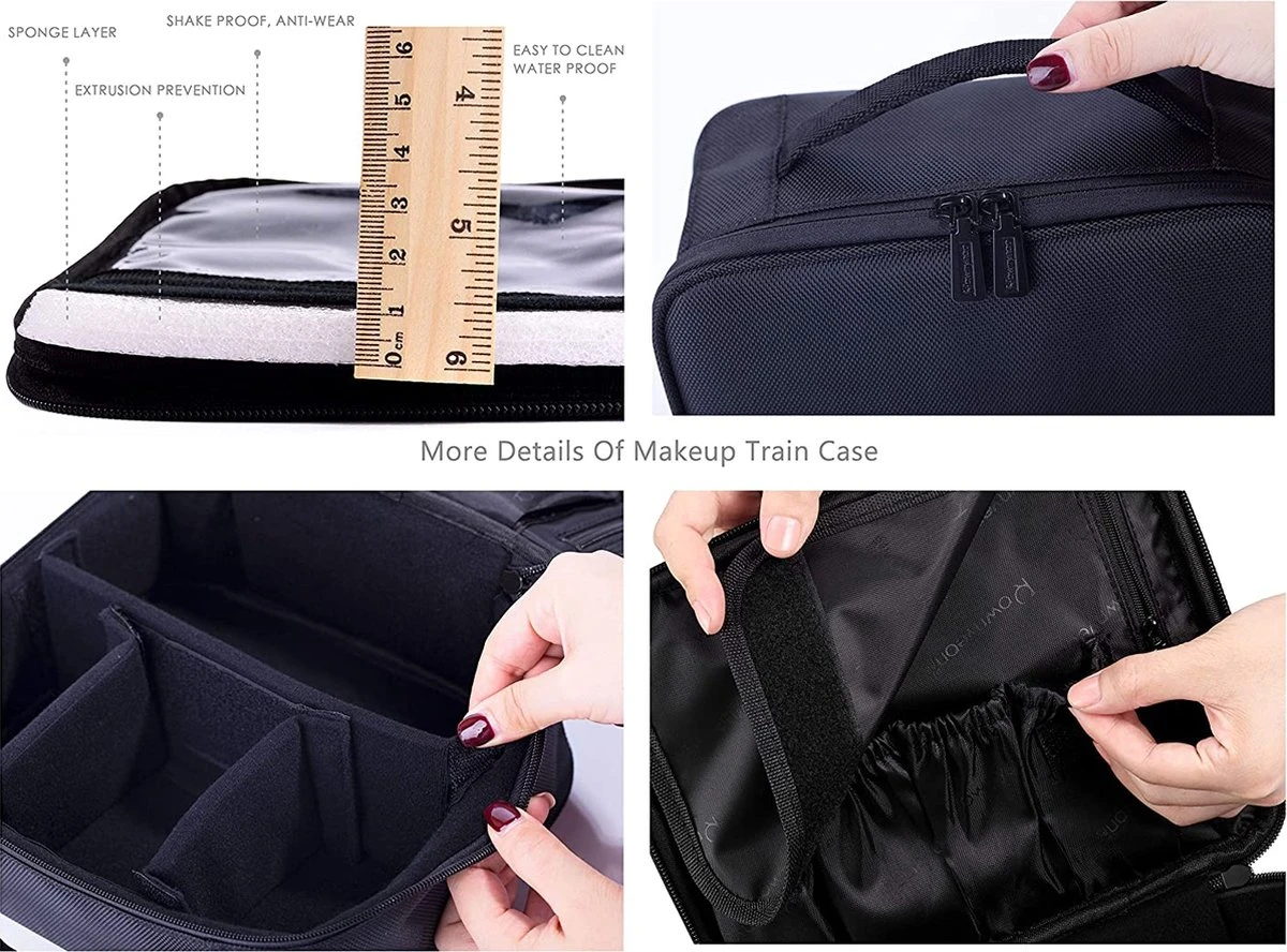 Make-up Koffer - Cosmetica Koffer - Visagie Opbergtas - Beauty Organizer Met Verstelbare Vakken - Roze 2 Make-up Koffer - Cosmetica Koffer - Visagie Opbergtas - Beauty Organizer Met Verstelbare Vakken - Roze - Afbeelding 2