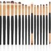 Evvie 20-delige Make-up Kwasten Set - Goud Zwart