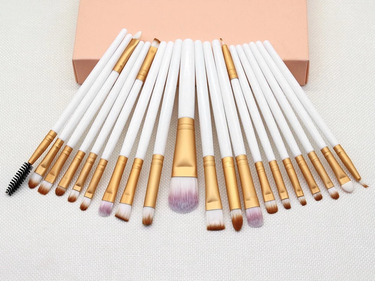 Evvie 20-delige Make-up Kwasten Set - Wit Goud 4 Evvie 20-delige Make-up Kwasten Set - Wit Goud - Afbeelding 4