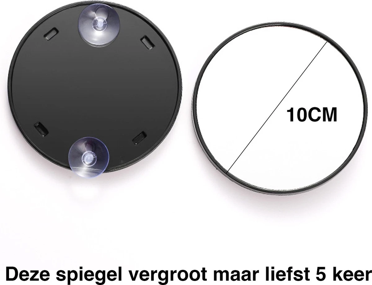 Vergrootspiegel - Vergroot Spiegel - Spiegeltje - Vergroot 5x - Met Zuignappen - Make-up Spiegel - Vergrotende Spiegel 1 Vergrootspiegel - Vergroot Spiegel - Spiegeltje - Vergroot 5x - Met Zuignappen - Make-up Spiegel - Vergrotende Spiegel