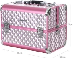 Homeza® Cosmetica Koffer - Make-up Doos - Visagie Koffer - Roze-Zilver -GlowBelle Verkoopwinkel 1200x958 1