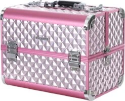 Homeza® Cosmetica Koffer - Make-up Doos - Visagie Koffer - Roze-Zilver -GlowBelle Verkoopwinkel 1200x971 5
