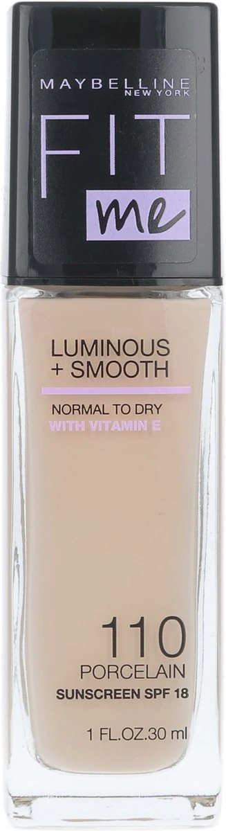 Maybelline - Fit Me Luminous & Smooth Foundation - Porcelain 110 2 Maybelline - Fit Me Luminous & Smooth Foundation - Porcelain 110 - Afbeelding 2