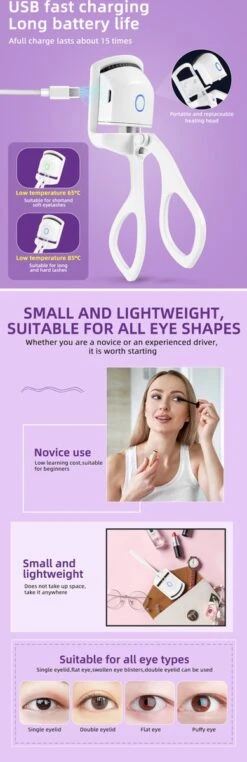 BeautyTech Elektrische Wimperkruller/Wimperkrultang - Roze - Oplaadbaar - Beauty - Verzorging - Make Up -GlowBelle Verkoopwinkel 389x1200 13