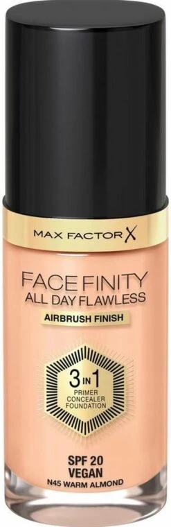 Max Factor Facefinity All Day Flawless 3-in-1 Liquid Foundation - 045 Almond -GlowBelle Verkoopwinkel 390x1200