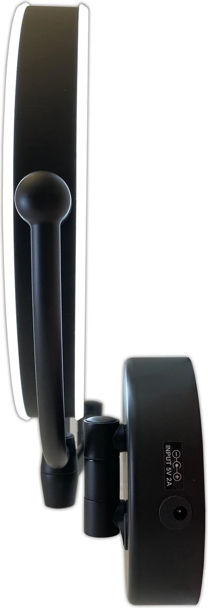 Metalen Verlichte Wand Knik Arm Make-up LED Spiegel Mat Zwart, Dubbelzijdig Verlicht, 10x Vergroting 22cm Doorsnee, Inculsief 4x AA Batterijen En Stroomkabel(USB) Badkamer Spiegel 2 Metalen Verlichte Wand Knik Arm Make-up LED Spiegel Mat Zwart, Dubbelzijdig Verlicht, 10x Vergroting 22cm Doorsnee, Inculsief 4x AA Batterijen En Stroomkabel(USB) Badkamer Spiegel - Afbeelding 2