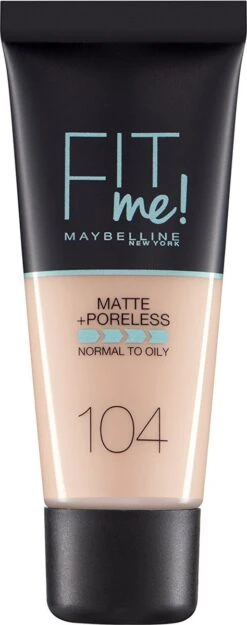 Maybelline Fit Me Matte & Poreless Foundation - 104 Soft Ivory -GlowBelle Verkoopwinkel 474x1200