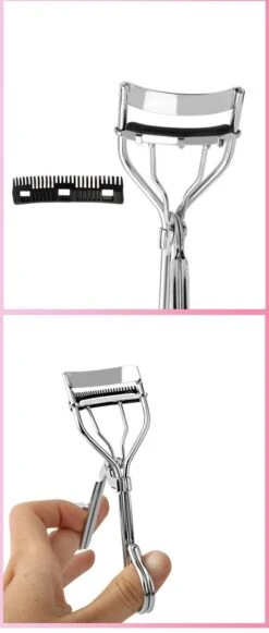 INTER-ESQUE® Wimperkruller - Eyelash Curler + 3x Gratis Extra Siliconen Pad & 3x Extra Kam - Zilver -GlowBelle Verkoopwinkel 510x1200 10