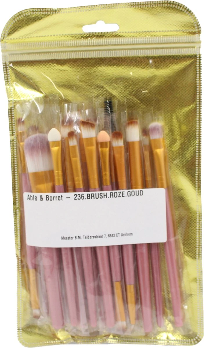Merkloos Makeup Kwastenset - Makeup Set - 20delig - Roze - Goud - Able & Borret 3 Merkloos Makeup Kwastenset - Makeup Set - 20delig - Roze - Goud - Able & Borret - Afbeelding 3