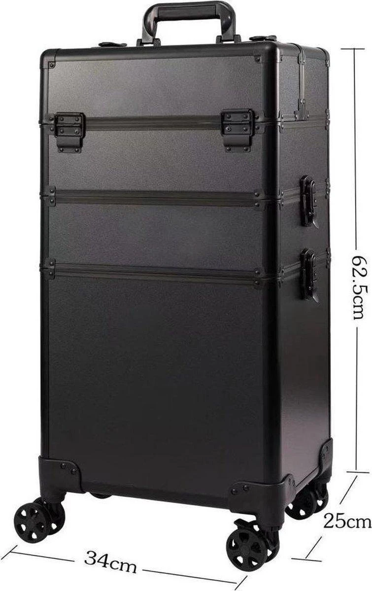 Beautycase / Beautykoffer / Trolley Voor Opbergen Van Uw Persoonlijke Verzorgingsproducten In 3 In 1 Van Aluminium - Bekleed Zwart Fluweel - 8wielen - Kapper - Tattoo - Nagel - Visagie - Make-up - Cosmetica - Schmink - Beauty Case / Beauty Koffer 4 Beautycase / Beautykoffer / Trolley Voor Opbergen Van Uw Persoonlijke Verzorgingsproducten In 3 In 1 Van Aluminium - Bekleed Zwart Fluweel - 8wielen - Kapper - Tattoo - Nagel - Visagie - Make-up - Cosmetica - Schmink - Beauty Case / Beauty Koffer - Afbeelding 4