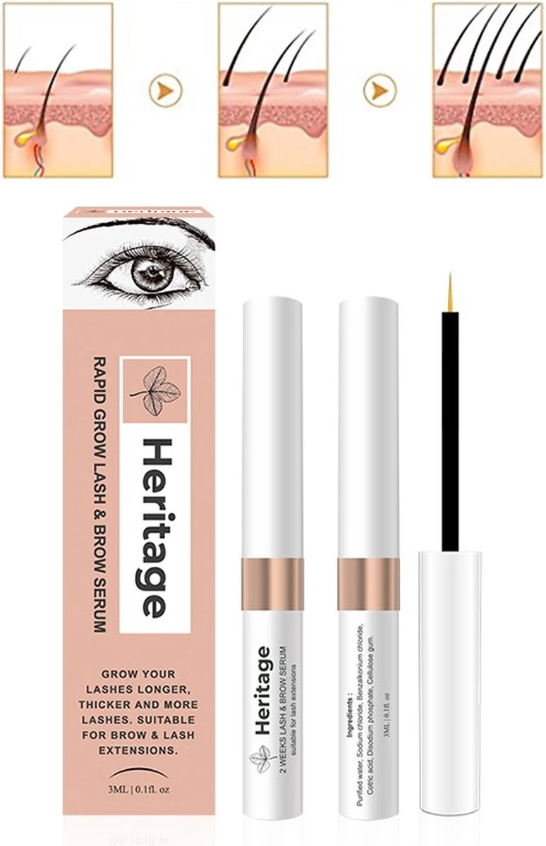 Heritage Wimperserum Rapid Grow Geschikt Voor Wimperextensions Olievrije. Naturel Ingrediënten - Oil Free Lash Serum Suitable For Lash Extensions Wearer 2 Heritage Wimperserum Rapid Grow Geschikt Voor Wimperextensions Olievrije. Naturel Ingrediënten - Oil Free Lash Serum Suitable For Lash Extensions Wearer - Afbeelding 2
