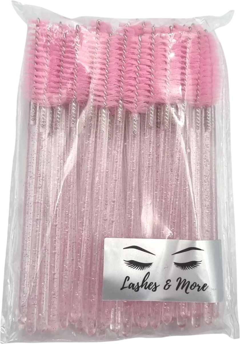 Wegwerp Wimper En Wenkbrauw Borsteltjes - Mascara Borsteltjes - Roze Glitter - 50 Stuks 4 Wegwerp Wimper En Wenkbrauw Borsteltjes - Mascara Borsteltjes - Roze Glitter - 50 Stuks - Afbeelding 4