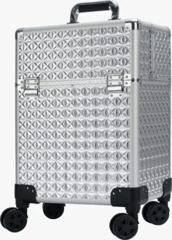Beauty Koffer Zilver | Beautycase / Beautykoffer / Trolley Van Aluminium - 8 Wielen - Kapper Koffer - Tattoo Koffer - Nagel Koffer - Make-up Koffer