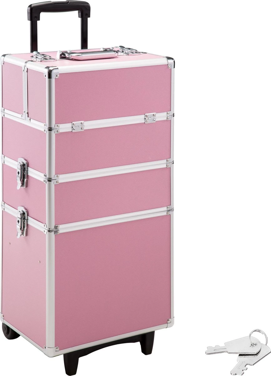 TecTake Cosmetica Koffer Met 3 Etages - Roze - Make-up Koffer 2 TecTake Cosmetica Koffer Met 3 Etages - Roze - Make-up Koffer - Afbeelding 2