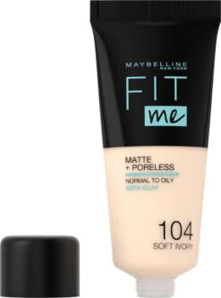 Maybelline Fit Me Matte & Poreless Foundation - 104 Soft Ivory -GlowBelle Verkoopwinkel 891x1200