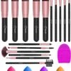 Bestope Make Up Kwasten Set Met Beauty Blenders 16 Delig - Brush Set - Kwasten Reiniger - Rosé Goud