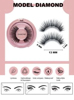 Nepwimers Zonder Lijm | Magnetische Wimpers | Eyeliners | Diamond Wimpers | Pincet | Wimperset | Model Diamond | Fake Lashes | M5 Lashes Diamond Set | Herbruikbare Wimpers | 3D Wimpers | Kit | Waterbestendig | Natuurlijke Wimpers | Waterproof -GlowBelle Verkoopwinkel 899x1200 16