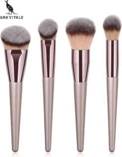 San Vitale® - Luxe Professionele Make Up Kwasten Set - Make Up Brush - Vegan Penselen - Inclusief Pouch - Make Up Pouch Met 10-delig Penselen Set - Champagne/goud -GlowBelle Verkoopwinkel 939x1200 6