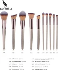 San Vitale® - Luxe Professionele Make Up Kwasten Set - Make Up Brush - Vegan Penselen - Inclusief Pouch - Make Up Pouch Met 10-delig Penselen Set - Champagne/goud -GlowBelle Verkoopwinkel 989x1200 4