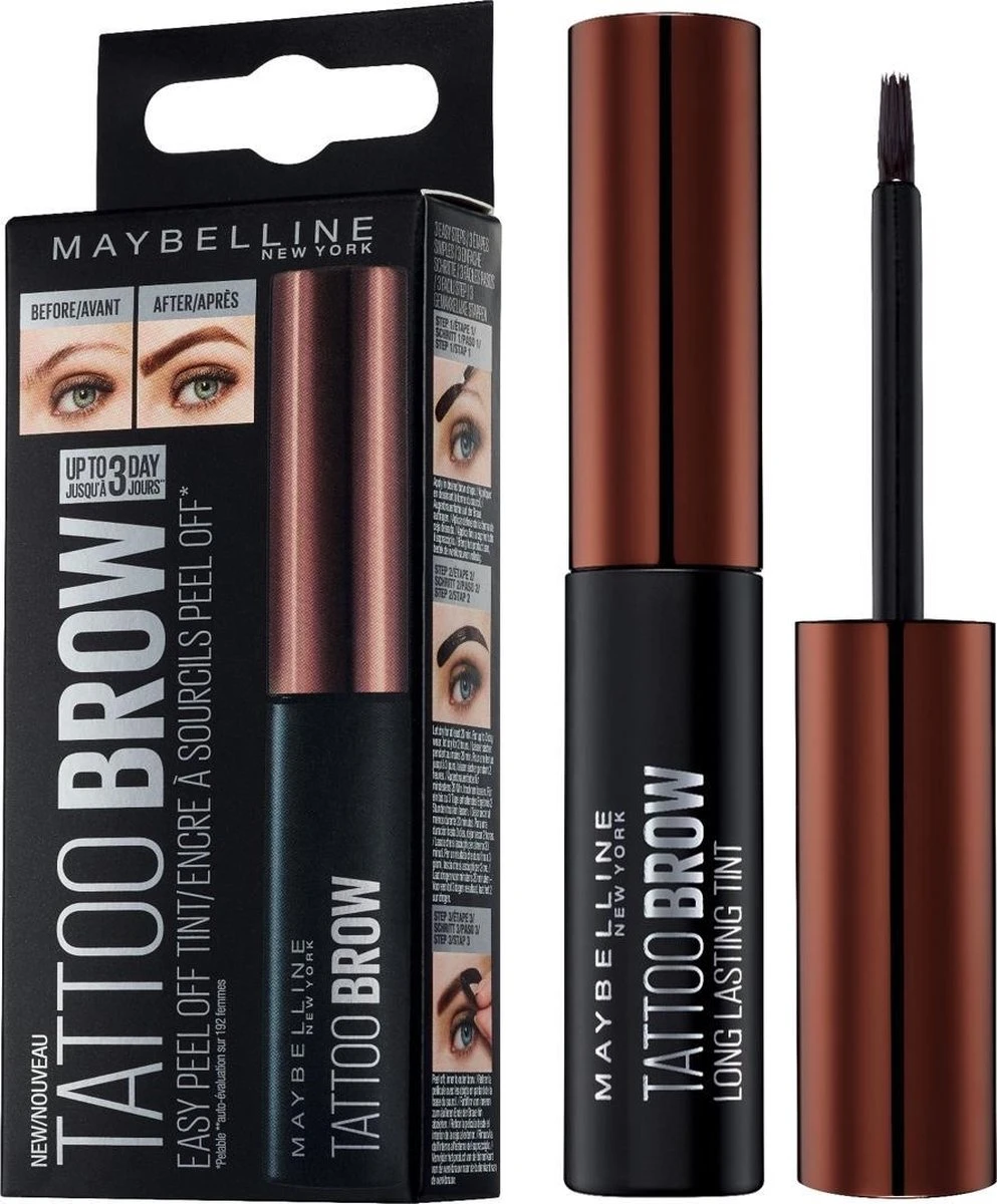 Maybelline Tattoo Brow Peel-Off Wenkbrauwgel - 3 Dark Brown - Bruin 3 Maybelline Tattoo Brow Peel-Off Wenkbrauwgel - 3 Dark Brown - Bruin - Afbeelding 3