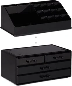 A&K 2in1 Make-up Organizer - 4 Lades Cosmetica Opbergdoos - Kaptafel - Zwart 19 A&K 2in1 Make-up Organizer - 4 Lades Cosmetica Opbergdoos - Kaptafel - Zwart -GlowBelle Verkoopwinkel 997x1200 3